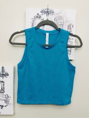 Lululemon Breeze By Muscle Crop Tank Turquoise Blue Size 2